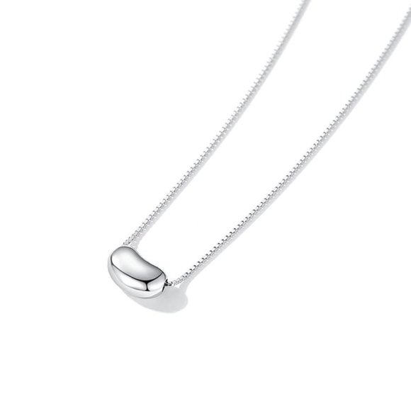 925 Sterling Silver Simple Pea Bean Bead Necklace - Picture 4 of 6